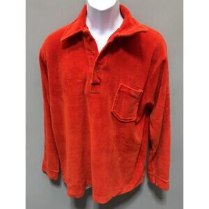 Vintage 70s velour Long sleeve Polo XL Admit One Made In USA